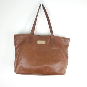 Cole Haan Brown Leather Shoulder Bag Purse Pocketbook Rectangle Snap Closure